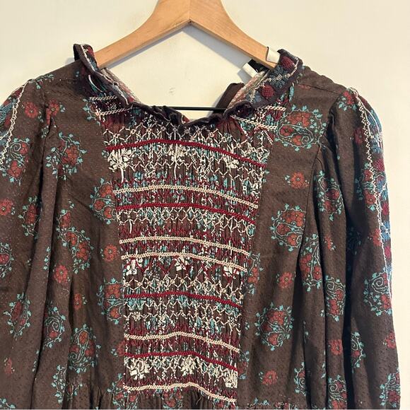 Sea New York Black Blue Embroidered Smocked Maxi Dress S/M - Picture 12 of 14